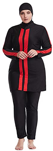 WOWDECOR Modest One Piece Swimsuits for Women Girls Full Coverage Burkini (Black, XL)