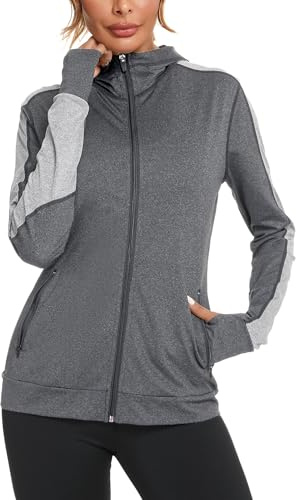 Wayleb Felpe Donna Con Cappuccio e Zip Leggero Traspirante Giacca Sportiva Slim Fit ad Asciugatura Rapida Per Fitness Jogging Yoga