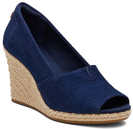 TOMS Women's Michelle Wedge Sandal, Navy Dark Denim, 9.5