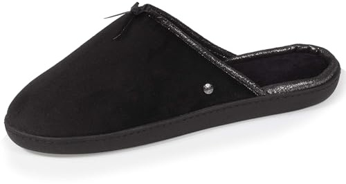 Isotoner Chaussons pantoufles Mules femme ultra confortables (technologie everywear™), à mémoire de forme, intemporelles, 38, noir