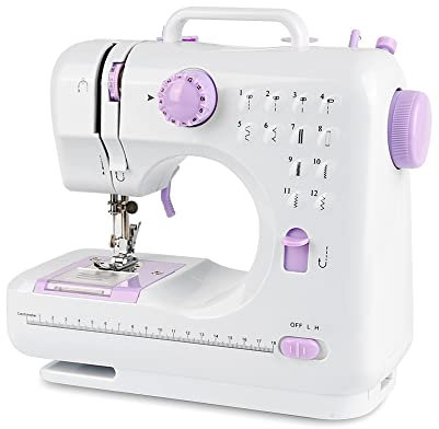 Machine à Coudre électronique, Mini Machine à Coudre Portable, avec 12 Points différents et Pédale, Semi-automatique, Fils doubles-Aiguille unique-Machine à tête unique, Modèle 505