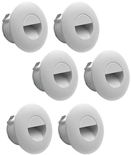 LIGHTWORLD24 LED Wand-Einbauleuchten Außen-Beleuchtung WEIß rund Outdoor Wandlampe, LED Treppen-Beleuchtung, Wandleuchte, Wandstrahler, LED inside, Neutralweiß, 2W, 6er SET