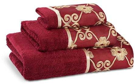 Zahari Home Elegant Rose Classic Luxury Bath Towel Set - 3 Piece Towel Set - Bath Towel, Hand Towel and Wash Towel for Contemporary Bathroom Decor
