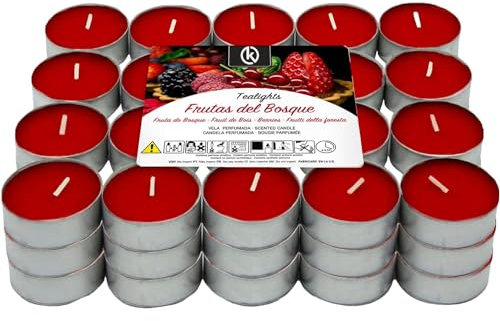 KROWN - Velas de Té Perfumadas, Velas Decorativas Aromáticas (Frutos Rojos, 20 Velas)
