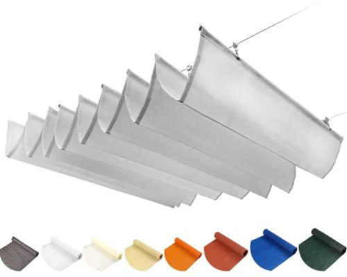 WIGING Retractable Wave Sun Shade Sail, UV Resistant Sun Protection Canopy Cover With Mounting Kit For Patio Deck Yard Porch, Pergola Replacement Shade Cover