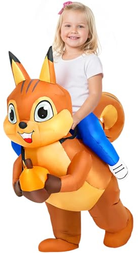 JUROSAICA Squirrel Kids Inflatable Costume Ride On Blow Up Halloween Costumes For 7-10 Years Old Girls And Boys Cosplay Party