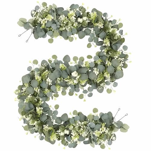 2 Pezzi Ghirlande Artificiali di Eucalipto, Artificiali Ghirlanda Artificiale, Ghirlanda di Eucalipto, Pianta Artificiale Sospesa, per Cerimonia Nuziale Festa a Casa Decorazione della Tavola