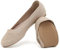 Jifenkla Ballerinas Damen Flache Atmungsaktive Schuhe Knit Kleid Runde Zehe Loafer Slip On Walking Ballerina Sommerschuhe Niedriger Weich, Beige, EU 40.5