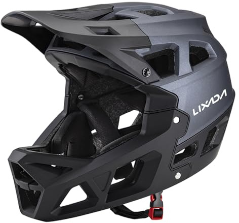 Lixada Casco Integral de Bicicleta de montaña para Adultos Racing Downhill MTB Casco para Hombres/Mujeres Casco de Bicicleta de montaña para Adultos de la Cabeza de 59-61 cm Casco de Bicicleta