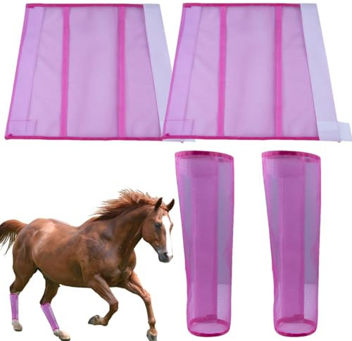 Fliegengamaschen für, 4er-Set,Gamaschen für, 4er-Set - 4 Stück Pferdegamaschen wiederverwendbar,Fliegenstiefel für, Fliegengamaschen, Pferdestiefel, sorgt für Komfort und reduzier