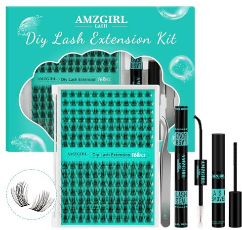 Ciuffetti Ciglia Finte Kit 168PCS Estensioni Ciglia Kit D Curl Ciglia Finte Lash Clusters Lash Bond e Seal,Glue Remover Pinzette Lash Applicator Tool(AD10, 8-16 mm Kit)