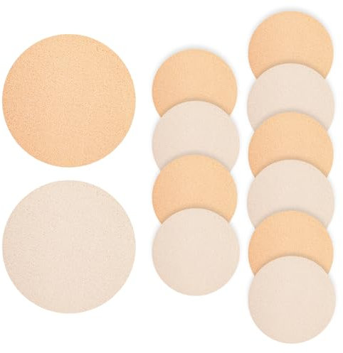 14PCS rotonde spugnette trucco make up, spugnetta fondotinta,beauty blender make up,makeup sponge,spugnette viso pulizia,per il trucco degli occhi e il fondotinta,puff cipria (Rosa + Bianco)