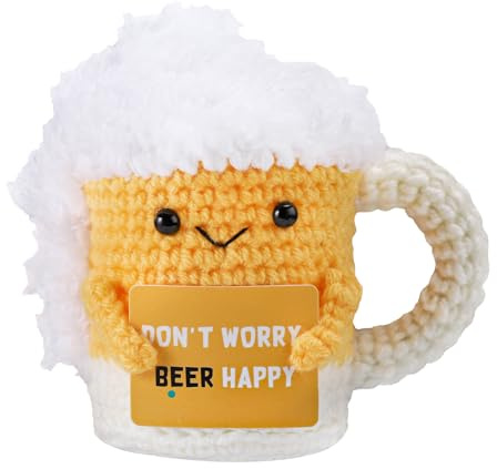 TOYMIS Cerveza Positiva Divertida con Tarjeta Positiva, Cerveza de Crochet Emocional Linda Cerveza de Apoyo Emocional Regalos Divertidos para Inauguración de la Casa para Mejores Amigos