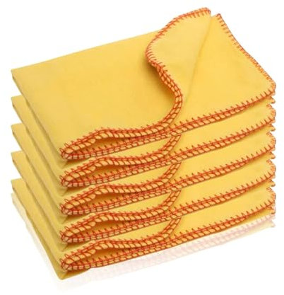 Milosc Pack of 5 Jumboo Yellow Dusters Cleaning Cloth 100% Cotton Thick And Soft Multipurpose Dusting Clothes 40cm x 45cm