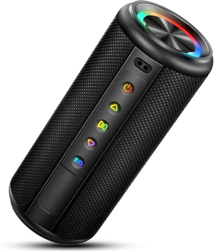 Portable Bluetooth Speaker with 20W Loud Stereo Sound, Bluetooth 5.4 Speaker Wireless with 4 RGB Lights, TWS Pairing, 3 EQ Modes, Built-in Mic, IP7 Waterproof Outdoor Speaker for Party Travel Home
