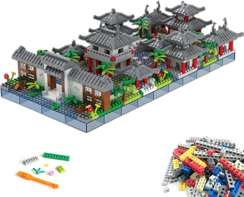 Danbghyuo 1800 Piezas Mini Arquitectura China del Jardín de Suzhou con Árboles Bloques de Construcción Set-Jardín, Construcción Botánico para Adultos, 14+ Adolescentes