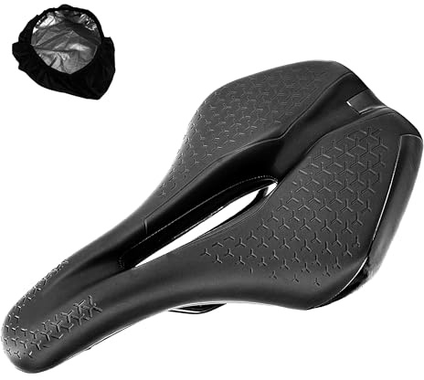 RidingRush Bike Saddle, Ergonomic Hollow Bicycle Seat for Men & Women, Wide Padded MTB Road Bike Seat for Commuting, Hybrid & E-Bike (Universal)