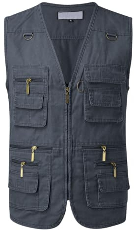 Ärmellose Weste Herren,Arbeitsweste Herren Sommer Weste Outdoor Atmungsaktive Laufweste Vest Dschungelcamp Kostüm Gilet Cargo Anglerweste Fahrradweste Leichte Wandern Winddichte Arbeit Ärmellose Jacke