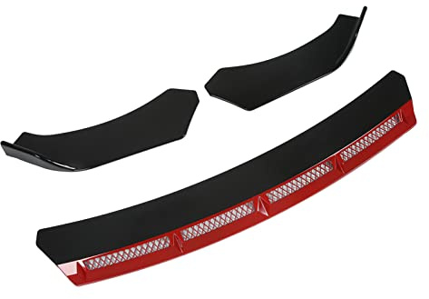 ACOGEDO Kit Spoiler Universale per Paraurti Anteriore da 3 Pezzi per Automobile – Kit Carrozzeria in ABS Rosso con Installazione Facile e Antigraffio (rosso)