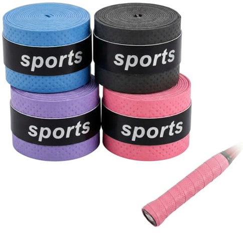 4 Pack Hockey Stick Tape Anti Slip Cloth Ice Hockey Tape 1.1M*25mm Wear-Resistant Waterproof Sports Grip Tape for Badminton Grip Ping Pong Racket Skipping Rope Tennis Bat (Pink Blue Purple Black)