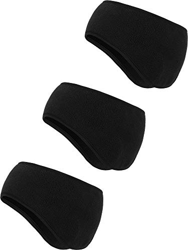 BBTO 3 Pcs Fleece Ear Warmers Muffs for Men Women Headband Ear Muffs Winter Covers for Cold Weather Running Cycling Ski(Black)