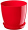 KADAX Maceta con plato, maceta redonda para interiores, elegante maceta de plástico, maceta ligera para flores y plantas para el hogar (20 cm de diámetro, color rojo)