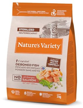 Nature's Variety Selected - Croquettes pour Chats Adultes Stérilisés - Sans céréales - au Saumon norvégien sans arêtes - 3kg