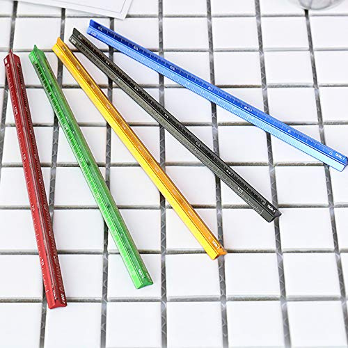 SEIWEI Righello triangolare in metallo, scala 15 cm, in alluminio, 1:20, 1:25, 1:50, 1:75, 1:100, 1:125, rosso