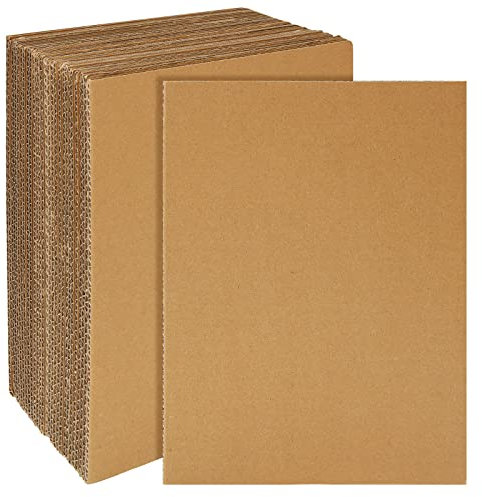 AKOLAFE 40 Blätter Wellpappe Naturkarton 4mm Dickes Pappe zum Basteln 30x21cm Bastelkarton DIN A4 Dreistufig Cardboard Glatt Packpapier Papier zum Drucken für Geschenke, Verpackung,Basteln (Braun)