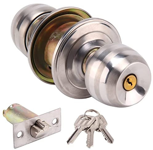 Supernic Entrance Knob Set Door Lock Door Knobs with Lock and Key Stainless Steel Interior Door Knob Round Privacy Door Knobs with Key for Home Office Work Place