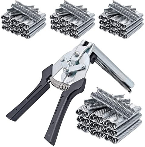 MINYULUA Wire Cage Clips M Hog Nail Ring Pliers Kit with 2400pcs M Clips