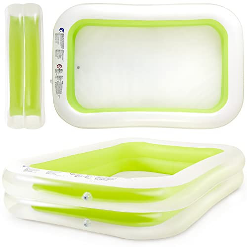 SUNMER Extra großer aufblasbarer Familien-Planschbecken – für Kinder und Erwachsene – einfach aufzublasen und zu entleeren, 305 cm x 183 cm x 50 cm – für Gartenpartys, Bällebad im Innenbereich, 3 m