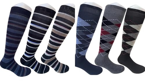 calze college 6 Paia Calze Lunghe Uomo a pois fantasia in Caldo Cotone Morbide di qualità 39-46 Made in Italy (Rombi & Riga)