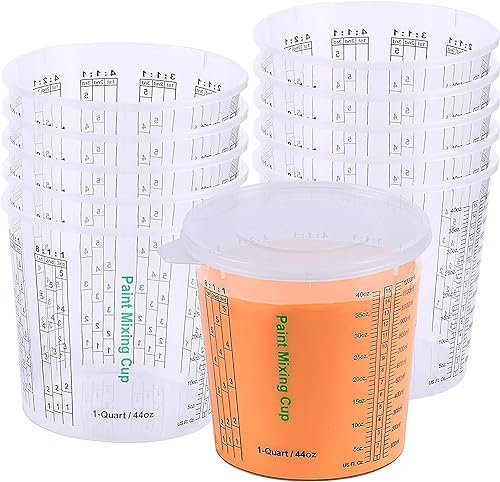 CANOPUS Premium Misurini in Plastica, 1300ml (12 Pacco) Bicchieri per Vernice per Epossidica e Resina, Bicchiere di Miscelazione di Plastica per Progetti Auto, Eartistici, Uso Cucina, con 3 Coperchi