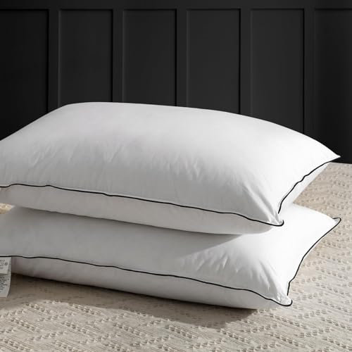 APSMILE Daunenkissen 50x75 Federkissen mit 3 Kammer Füllung - Luxus Daunenkissen zum Schlafen, Kopfkissen 50x75 Daunen Kissen 100% Bio-Baumwollbezug, weich & stützend (Weiß,2er Stück)