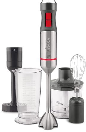Ufesa BP4654 Vario 1200 Max Batidora de Mano, Potencia 1200 W, 20 Velocidades + Turbo, Cuerpo y 4 Cuchillas de Acero Inoxidable, Diseño Ergonómico y Anti Salpicaduras, Accesorios Incluidos, Sin BPA
