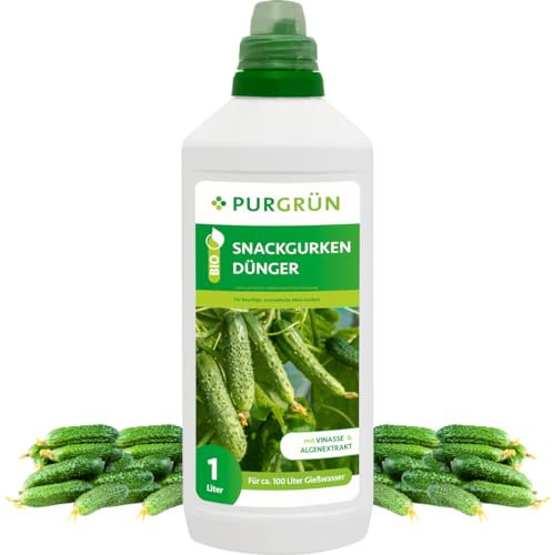 Purgrün® Bio-Snackgurken-Dünger 1 Liter – Organische Rezeptur – Premium-Flüssigdünger – NPK 4+1+7 – Mit Algenextrakt & Vinasse – Extra Kalium für knackige Gurken – Ohne tierische Inhaltsstoffe