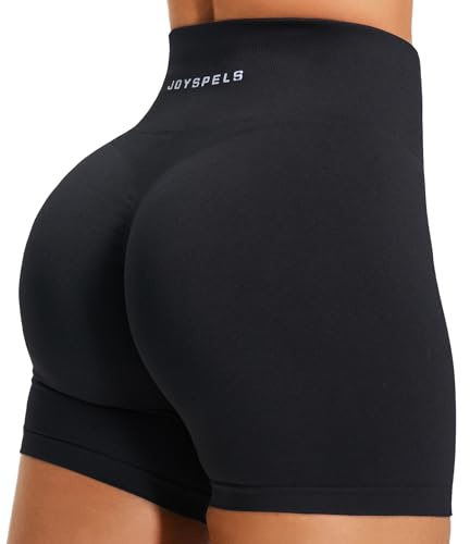 JOYSPELS Fitness-Shorts für Damen, Workout-Biker-Shorts, Scrunch-Po, keine Vordernaht, Laufen, athletisch, Yoga, Pirat, Schwarz, X-Klein