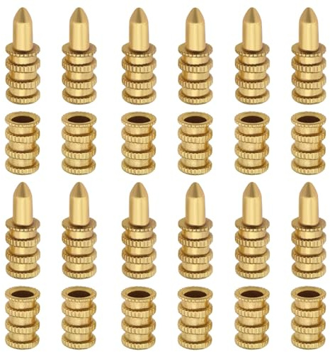 eMagTech 20 Pezzi Connettori Per Manicotti Per Bulloni Da Tavolo Punto Centrale Di Foratura Preciso Set Da Pranzo Perni Di Centraggio Per Mobili In Legno Tavolo Per Armadietti Sedia 8×28 Mm