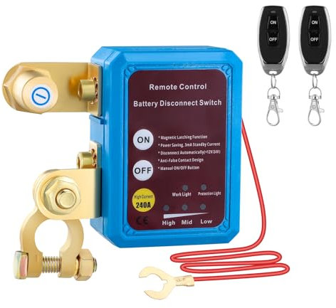 Kill Switch for Car With Remote - 12V 240A Battery Disconnect Isolator Anti-Theft Switch - Prevent Battery Drain With 2 Wireless Remote Controls for RV Truck Camper Boat