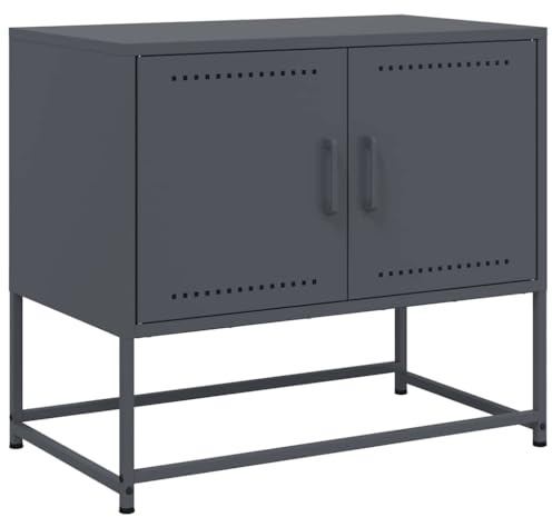 vidaXL TV Cabinet Stand Media Unit – Industrial Anthracite Steel Entertainment Centre for Living Room/Bedroom – 68.5x39x60.5 cm