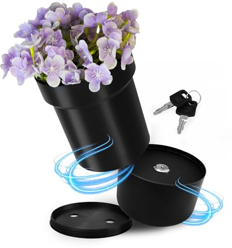 growpile Blumentopf-Safe als Geldversteck, Schlüsselversteck, für Schmuck und vieles mehr nutzbar,ideale Tarnung,Tresor innerhalb des Behälter, schwarz und von aussen unsichtbar, incl. Kunstblumen
