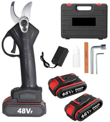 Bdit - Tijeras de podar con 2 pilas de 48 V para cortar ramas profesional, tijeras eléctricas, tijeras de jardín, árboles de fruta, inalámbricas, arbustos, verde azul