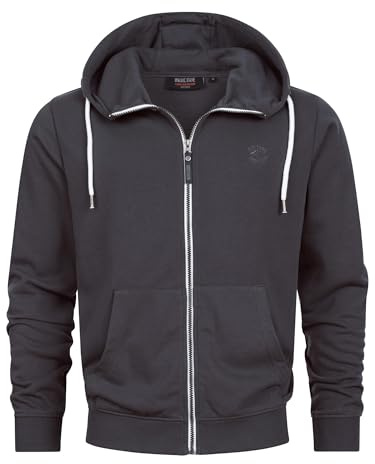 Indicode Herren INChristos Sweatjacke mit Kapuze und Reißverschluss | Hooded Jacket Kapuzenjacke für Männer Dk Grey, 3XL