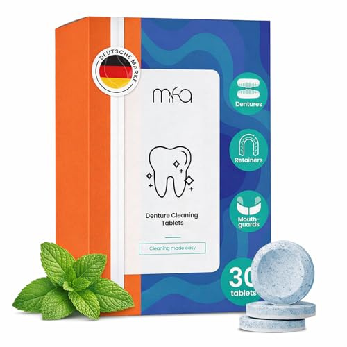 mfa Retainer pastiglie detergenti – Retainer, protesi dentarie, paradenti, parentesi graffe, pulitore allineatore, perfetto per pulitore a ultrasuoni (30 lingue)