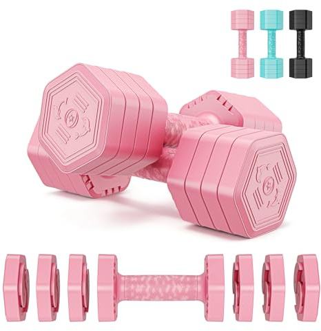 Dripex Weights Dumbbells Set 2.5kg 5kg 7.5kg Dumbbells Set Women, 4-in-1 Adjustable Dumbbell Pair Weights for Women Men with Non-Slip Handle Home Gym Workout-Pink/5kg