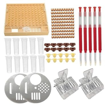 Kit di forniture per apicoltura - Sistema di allevamento della regina in plastica con strumento per innesto, tazze per cellule e accessori per alveare per la gestione dell'alveare