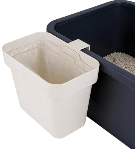 Linkidea Cat Litter Disposal Station with 100 Liners, Side-Hanging Cleanup Bin for Litter Boxes, Space-Saving Waste Management Solution with Integrated Hook