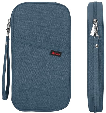 Vinsani Family Travel Holiday Wallet Passport Holder & Document Organiser Case Men Women for Tickets, ID Card, Credit Cards, Currency Holder – Navy Blue