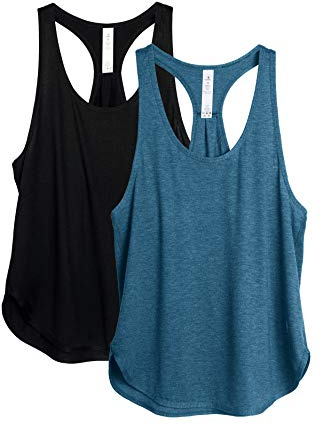 icyzone yoga sport tank top dam racerback läpptopp fitness löpning skjorta överdel, 2-pack